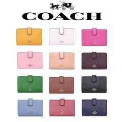 コーチ COACH 二つ折り財布 クロスグレイン レザー ミディアム コーナー ジップ ウォレット ヌードピンク 1