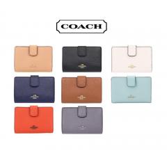 コーチ COACH 二つ折り財布 クロスグレイン レザー Crossgrain Leather Medium Corner Zip F54010 サドル 1